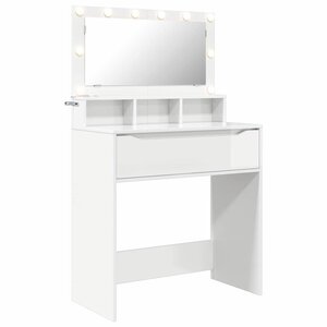 vidaXL Tables de maquillage pour chambre avec tiroir Blanc brillant