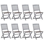 vidaXL Chaises pliables d'extérieur lot de 8 et coussins Bois d'acacia