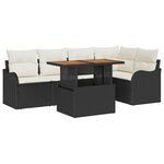 vidaXL Ensemble de canapé de jardin avec coussin 6 Pièces Noir et crème