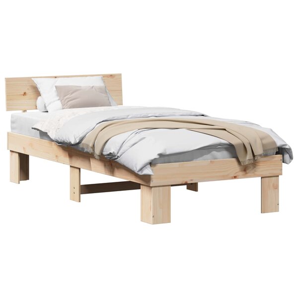vidaXL Cadre de lit avec tête de lit Naturel 75 x 190 cm Pin massif