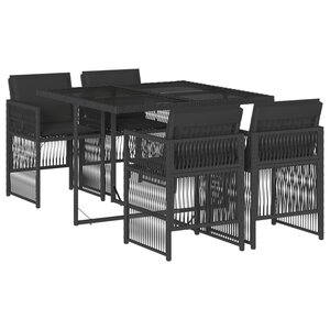 vidaXL Ensemble à manger de jardin coussins 5Pièces Noir Résine tressée
