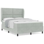 Lit box spring vidaXL avec matelas Gris clair 140x200 cm Velours