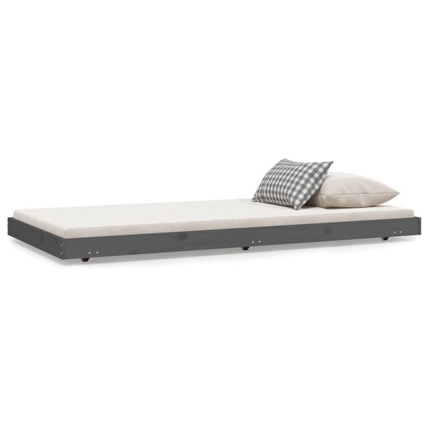 vidaXL Cadre de lit Gris 75x190 cm Bois de pin massif
