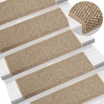 vidaXL Tapis d'escalier autocollants 15 Pièces 65x21x4 cm Beige foncé