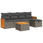 vidaXL Salon de jardin 6 Pièces avec coussins gris résine tressée