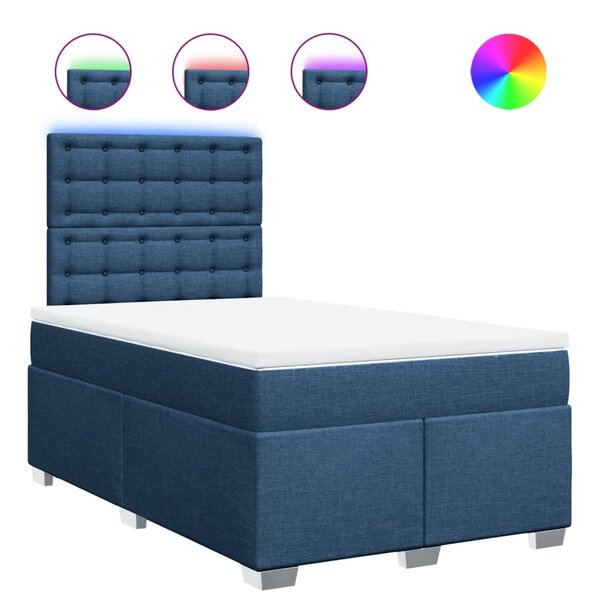 vidaXL Sommier à lattes de lit avec matelas bleu 120x190 cm tissu