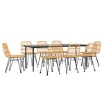 vidaXL Ensemble à manger de jardin 9 Pièces Résine tressée