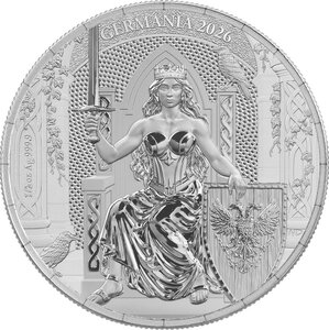 Monnaie GERMANIA Queen on the Throne 1/2 Oz Argent 4 Mark Germania 2026