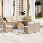 vidaXL Salon de jardin avec coussins 9 Pièces beige résine tressée