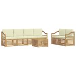 vidaXL Ensemble de canapés d'extérieur 7 pc Blanc et crème Polyester