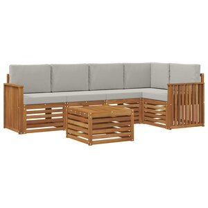 vidaXL Ensemble de canapé d'angle 6 Pièces Gris Naturel et Clair
