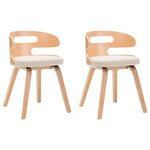 vidaXL Chaises à manger lot de 2 crème bois courbé et similicuir
