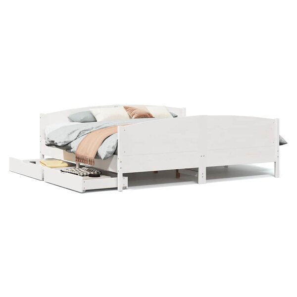 vidaXL Cadre de lit sans matelas blanc 160x200 cm bois de pin massif
