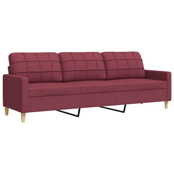 vidaXL Canapé à 3 places Rouge bordeaux 210 cm Tissu