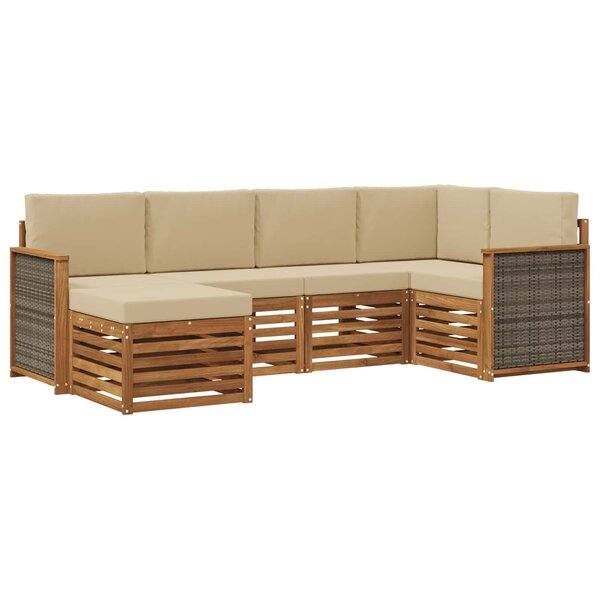 vidaXL Ensemble de canapé d'angle avec coussin 5 Pièces Naturel