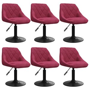 vidaXL Chaises à manger pivotantes lot de 6 rouge bordeaux velours