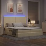 vidaXL Lit de rangement LED avec matelas Crème 180 x 200 cm Tissu