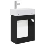 vidaXL Meuble de salle de bain avec robinet Noir 45 5 x 22 5 x 84 cm