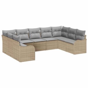 vidaXL Ensemble de canapé de jardin 9 Pièces Beige Poly rotin