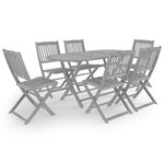 vidaXL Ensemble à manger de jardin 7 Pièces Bois d'acacia massif Gris