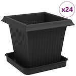 vidaXL Pots de plantes 24 Pièces Noir 16 x 16 x 14 cm Plastique