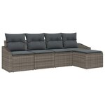 vidaXL Ensemble de canapé de jardin 5 Pièces Gris Poly rotin
