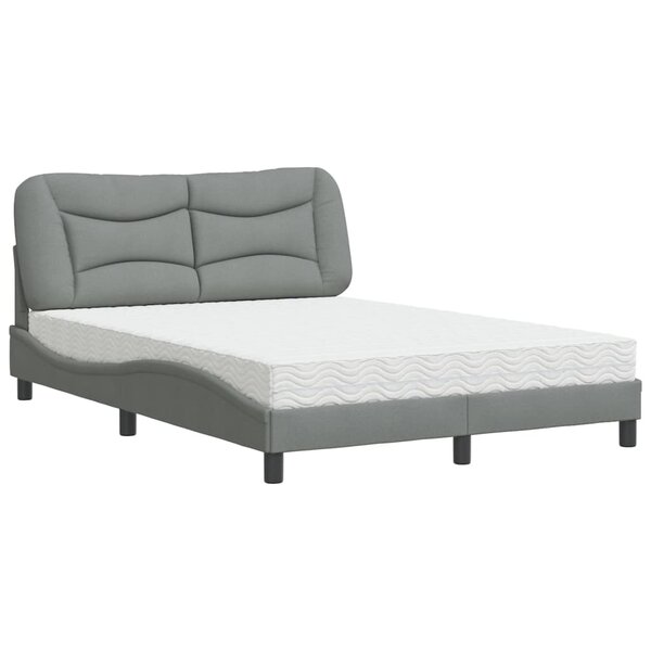 vidaXL Lit avec matelas Hvar gris clair 140x190 cm tissu