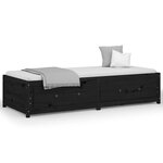 vidaXL Lit de jour Noir 75x190 cm Petit simple Bois de pin massif