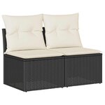 vidaXL Salon de jardin avec coussins 2 Pièces noir résine tressée acacia