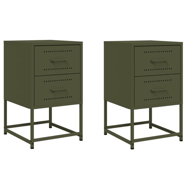 vidaXL Tables de chevet 2 Pièces vert olive 36x39x60 5 cm acier
