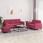 vidaXL Ensemble de canapés 3 Pièces avec coussins rouge bordeaux velours