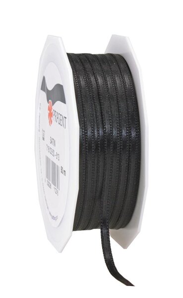 Satin double face 50-m-rouleau 3 mm noir