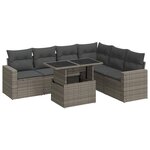 vidaXL Salon de jardin avec coussins 7 Pièces gris résine tressée