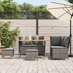 vidaXL Salon de jardin 5 Pièces avec coussins gris résine tressée