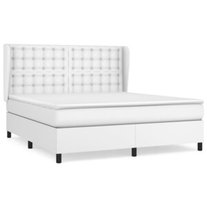 vidaXL Sommier à lattes de lit avec matelas Blanc 160x200cm Similicuir