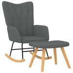 vidaXL Chaise à bascule avec repose-pied Gris foncé Tissu