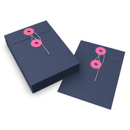 Lot de 20 enveloppes bleue marine + rose à rondelle et ficelle 162x114