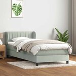 vidaXL Sommier à lattes de lit et matelas gris clair 90x220 cm velours