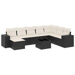 vidaXL Salon de jardin 9 Pièces avec coussins noir résine tressée