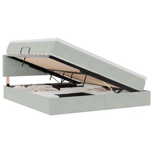 vidaXL Lit de rangement LED avec matelas Gris clair 160 x 200 cm