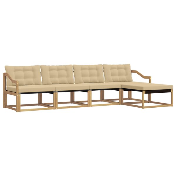 vidaXL Ensemble de canapés d'extérieur 5 Pièces Blanc et Beige