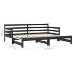 vidaXL Lit coulissant Noir Bois de pin massif 2x(90x200) cm