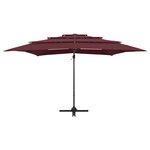 vidaXL Parasol de jardin à 4 niveaux mât en aluminium rouge bordeaux