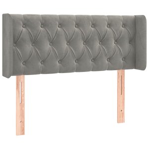 vidaXL Tête de lit avec oreilles Gris clair 93x16x78/88 cm Velours