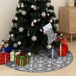 vidaXL Jupe de sapin de Noël de luxe avec chaussette Gris 150 cm Tissu