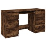 Bureau table poste de travail meuble d'ordinateur informatique étude chêne fumé 140 x 50 x 77 cm bois d'ingénierie brun 02_0023586