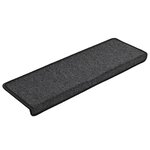 vidaXL Tapis d'escalier 15 pièces 65 x 21 x 4 cm Anthracite Bordure rectangulaire
