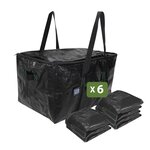 Pack and Move - Lot 6 Sacs Rangement Recylé - 55 x 35 x 30 cm - Poignées solides - Déménagement et Transport - Ultra Résistant - Réutilisable - 55L