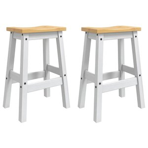 vidaXL Tabouret de bar 2 pc Blanc et Cire de Miel 44 x 30 x 63 cm