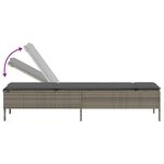 vidaXL Chaise longue avec table et coussin gris résine tressée